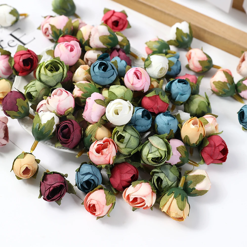 10-Piece Set of Rose Tea Buds Artificial Silk Flowers