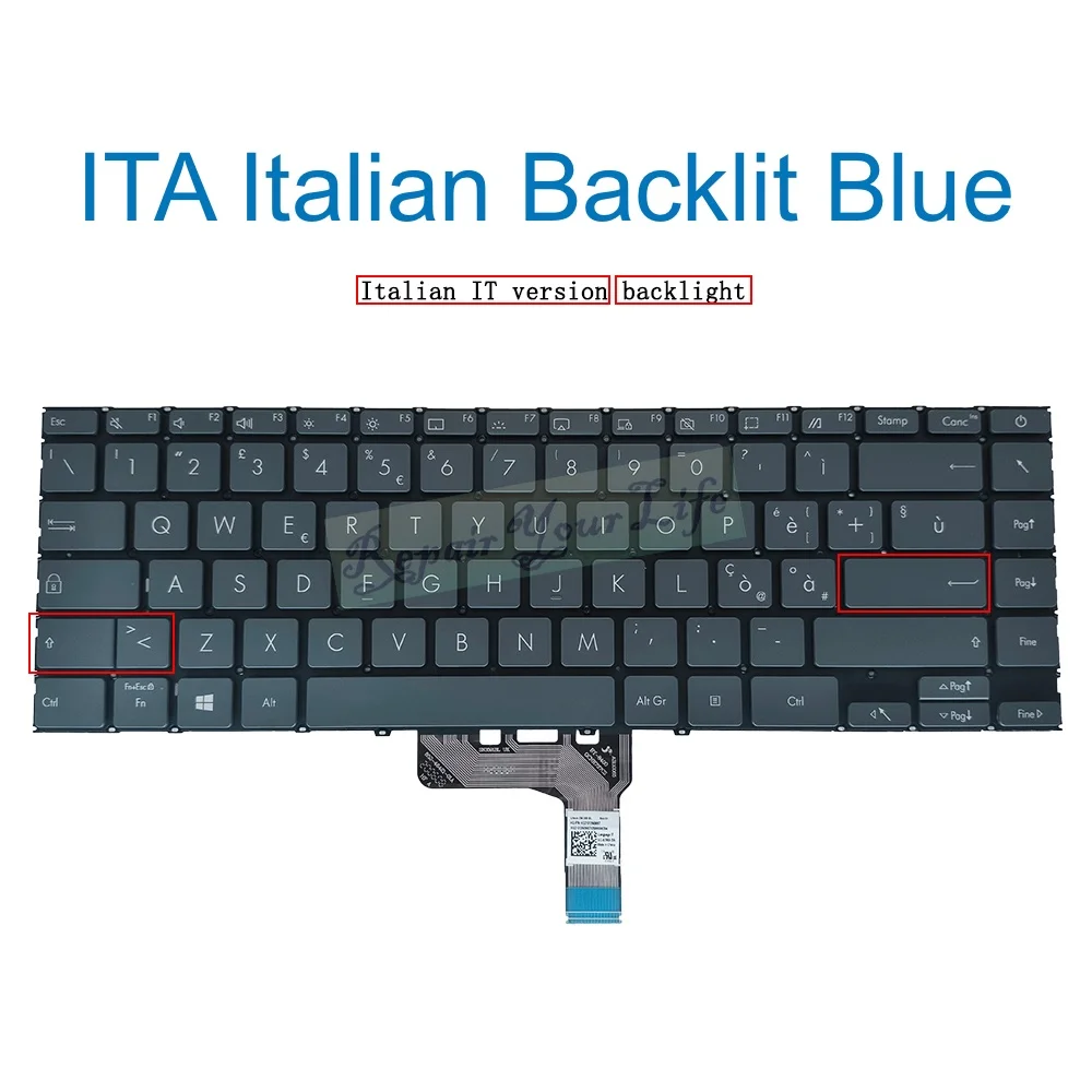 Teclado de Retroiluminação Italiano Francês Árabe Teclado de ti Bel Azerty Asus Zenbook Um425 Ux425 Ux425uaz Ux425u Ux425ua Um425u U4700 pc - Imagem 5