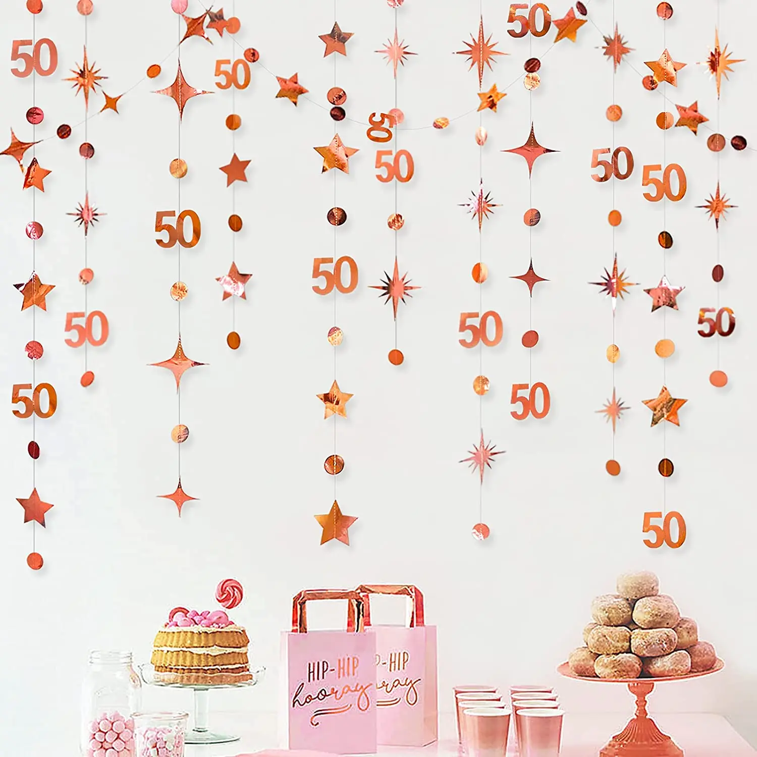 Rose Gold Birthday Celebration Hanging Streamer Decorations