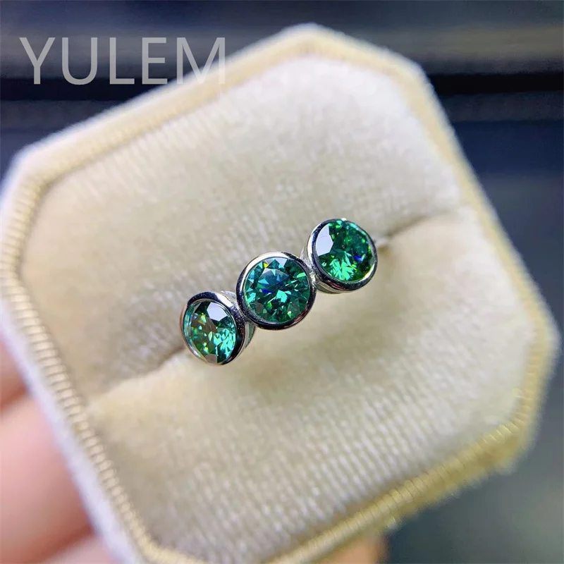 여성용 다크 그린 모이사나이트 반지, 로즈 골드 도금, 이터니티 반지, 실버 925 주얼리, 웨딩 다이아몬드 약혼 밴드, 18K