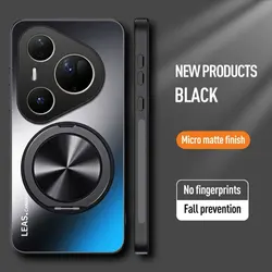 Matte Magnetic Case with Ring Holder & Wireless Charging Compatibility for Huawei P40 Pro (Black)