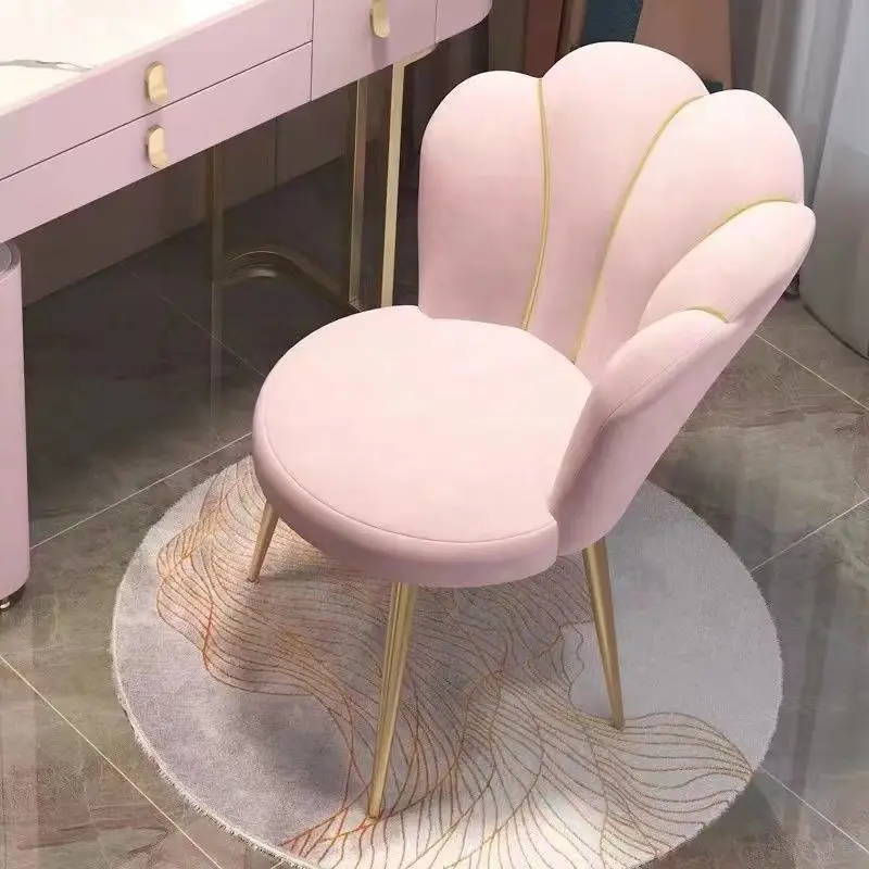 

1PCS Nordic Dressing Chair Veet Home Modern Living Room Armchair With Backrest Dining Chairs Bedroom Furniture Makeup Stool