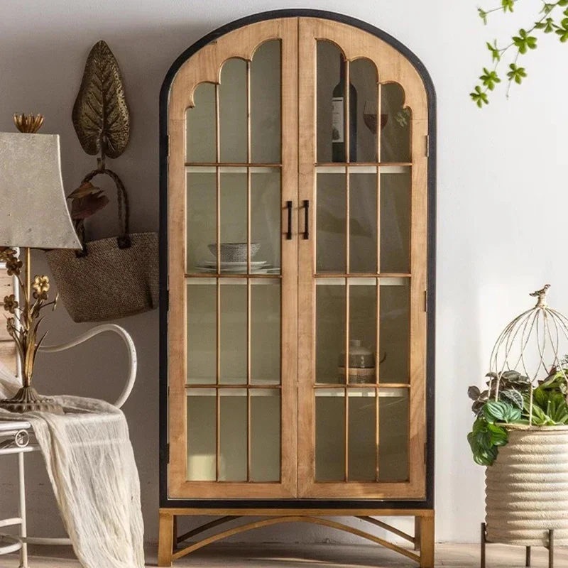 High Wood Living Room Cabinet Corner Minimalist Elegant Design Luxury Mount Art Retro Cabinet Display Mobilier Hotel Furniture