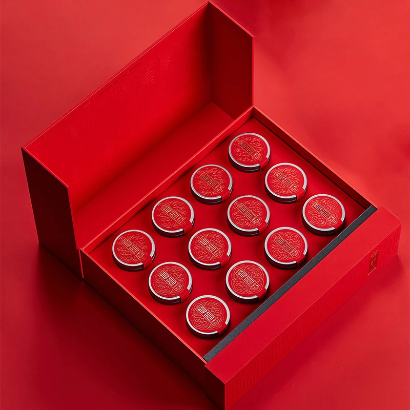 

12cans Luxury Tea Organizer Box Small Metal Loose Tea Storage Jar Chinese Style Creative Tieguanyin Organizer Empty Gift Box