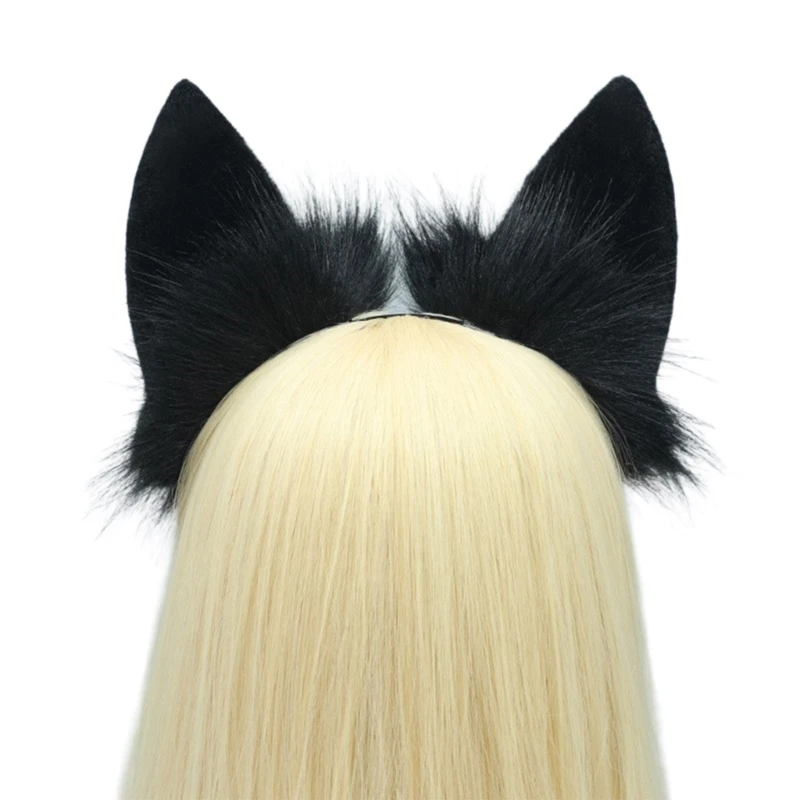 

Реалистичный обруч для волос с кошачьими ушками для ролевых игр, костюм для косплея, повязка на голову, головные уборы на гибкая