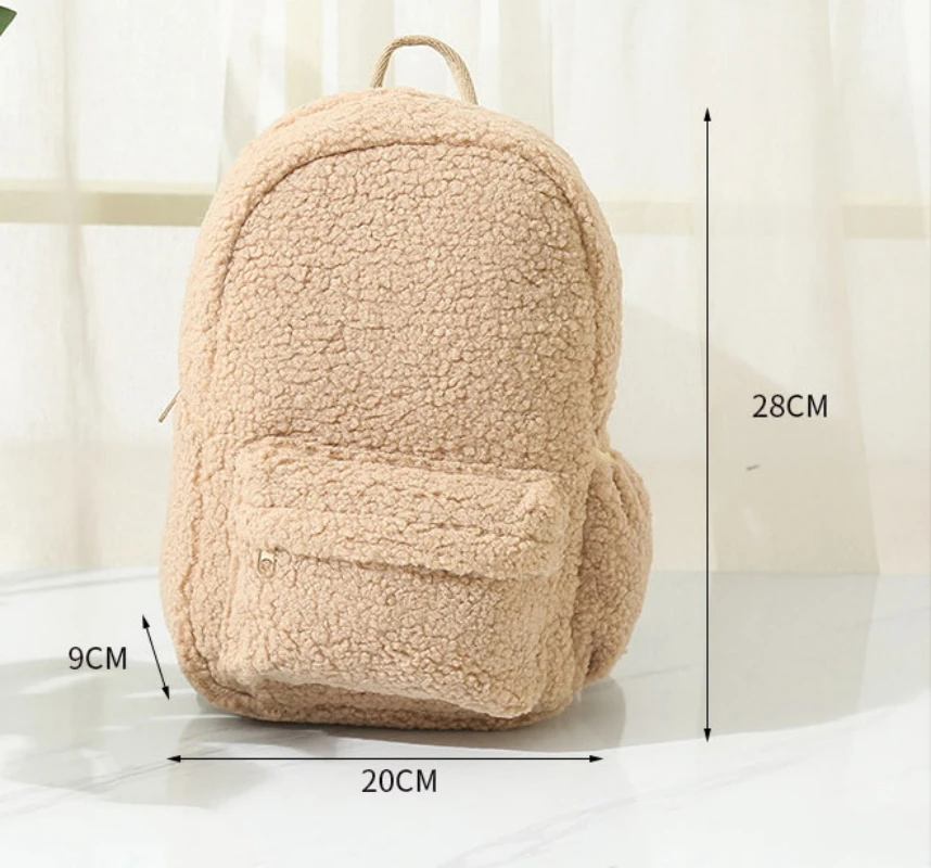 Personal isierte und maßge schneiderte koreanische Version Lamm wolle Rucksack für Frauen, Nische Plüsch Rucksack für Kinder, Cartoon Rucksack