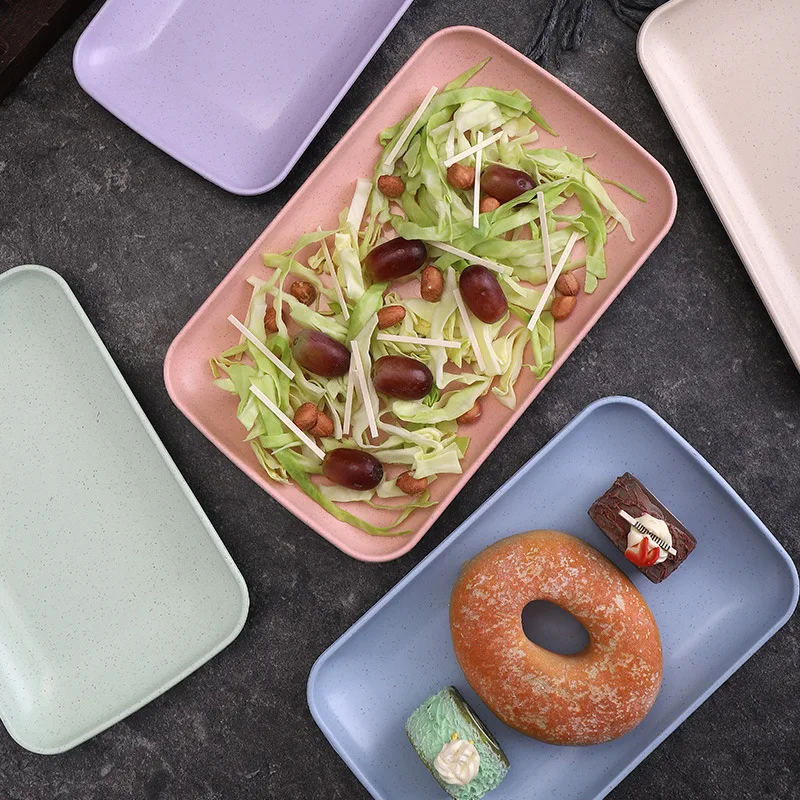 5PC Wheat Straw Plates Unbreakable Reusable Plate Set Perfect Dinner Dishes Bone Collection Plates Tableware for Home Kitchen