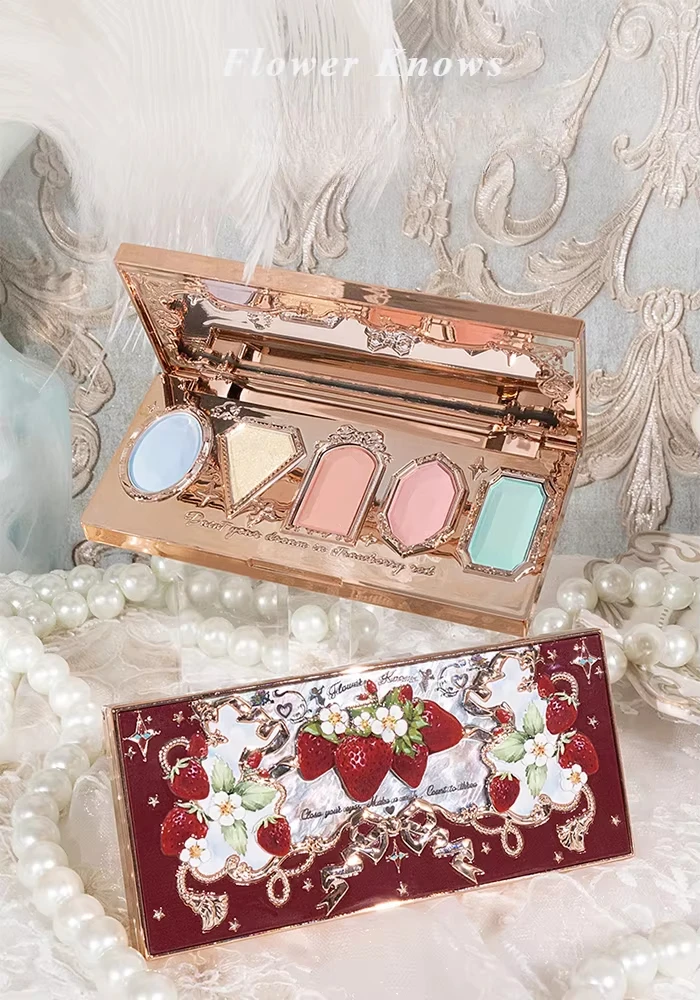 Flower Knows Strawberry Rococo Moonlight Mermaid Jewel Eyeshadow Palette 5 Colors Pearlescent Mashed Potatoes 2023