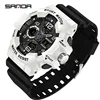 SANDA 3168 Multifunction Clock Relogio Masculino Men Military Watches White Sport Watch  LED Digital 50M Waterproof Watch Men 6