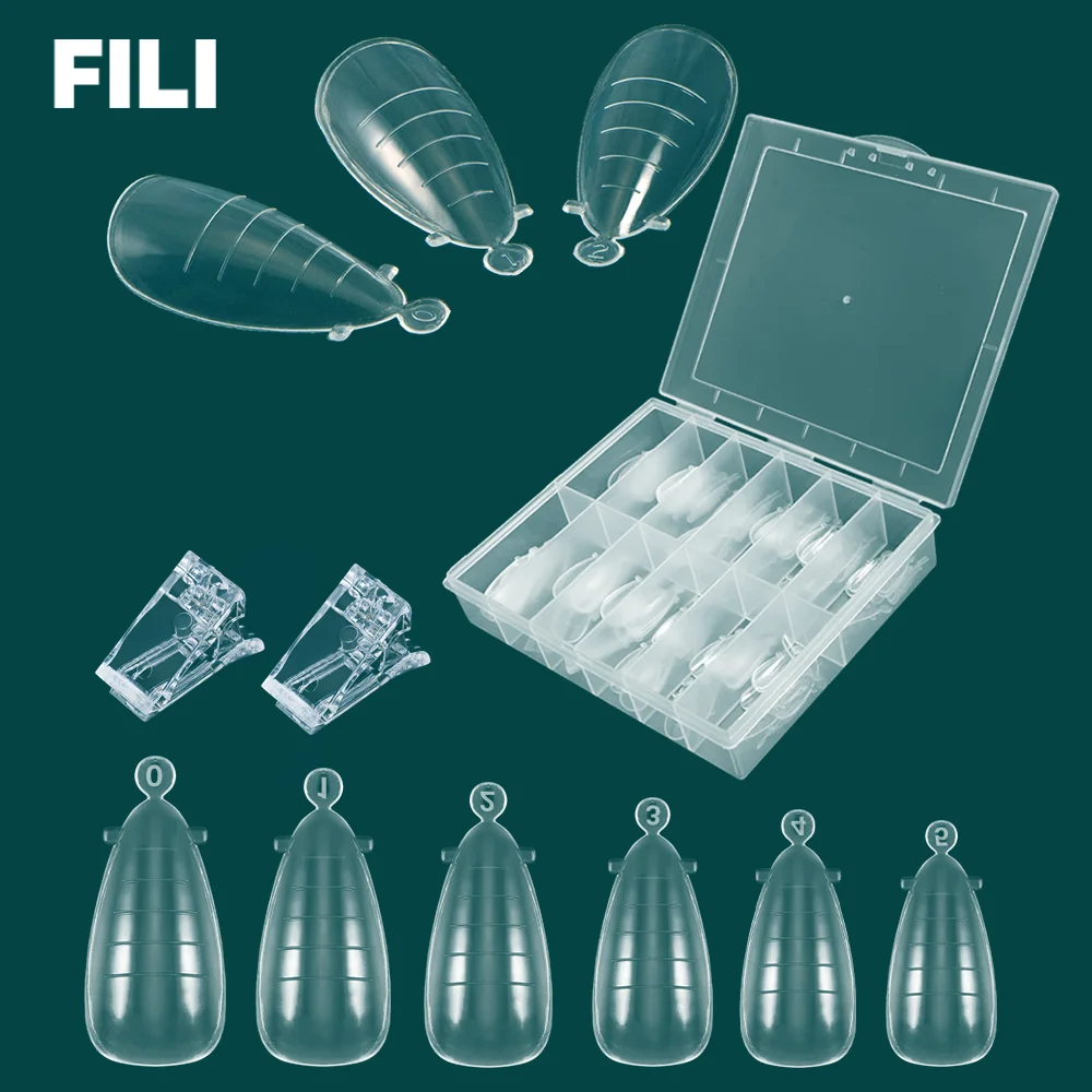 Fili Clear Dual Forms Nail Poly Uv Gel Nails Tips Riutilizzabile Diy Nails Extension Mold Quick Building Nail Top Form Mold
