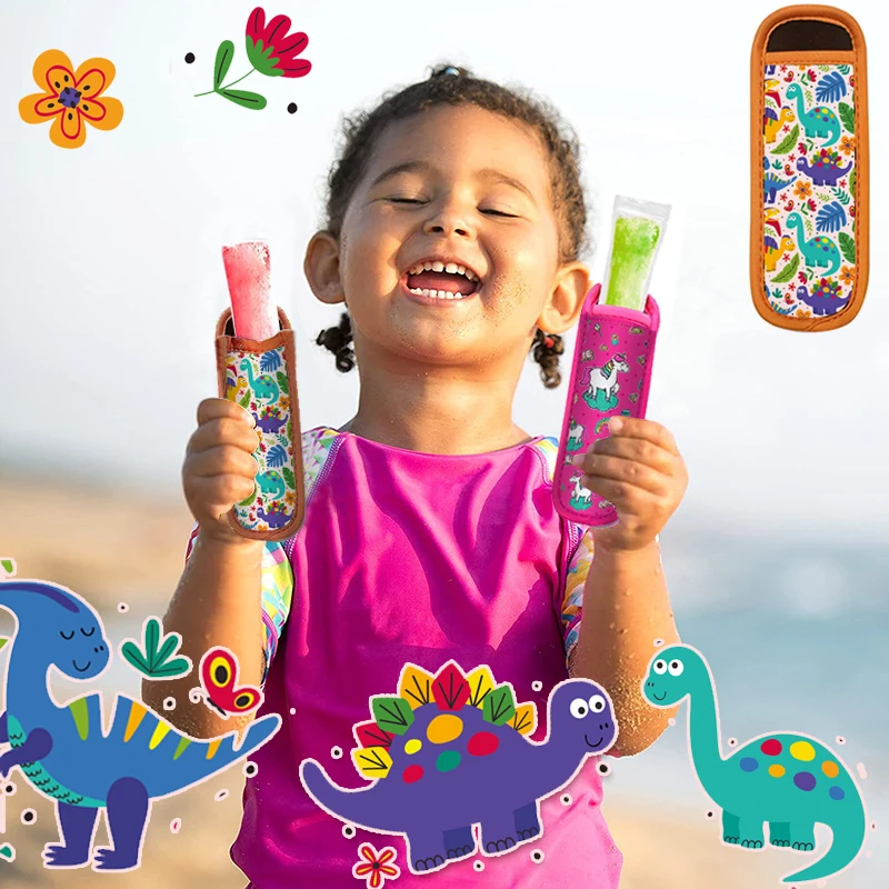 Icy Pole Holder Popsicle Cover Ice Cream Stick Covers Cartoon Pattern Anti Melting Hand Ice Stick Protective Cover popsicle holder