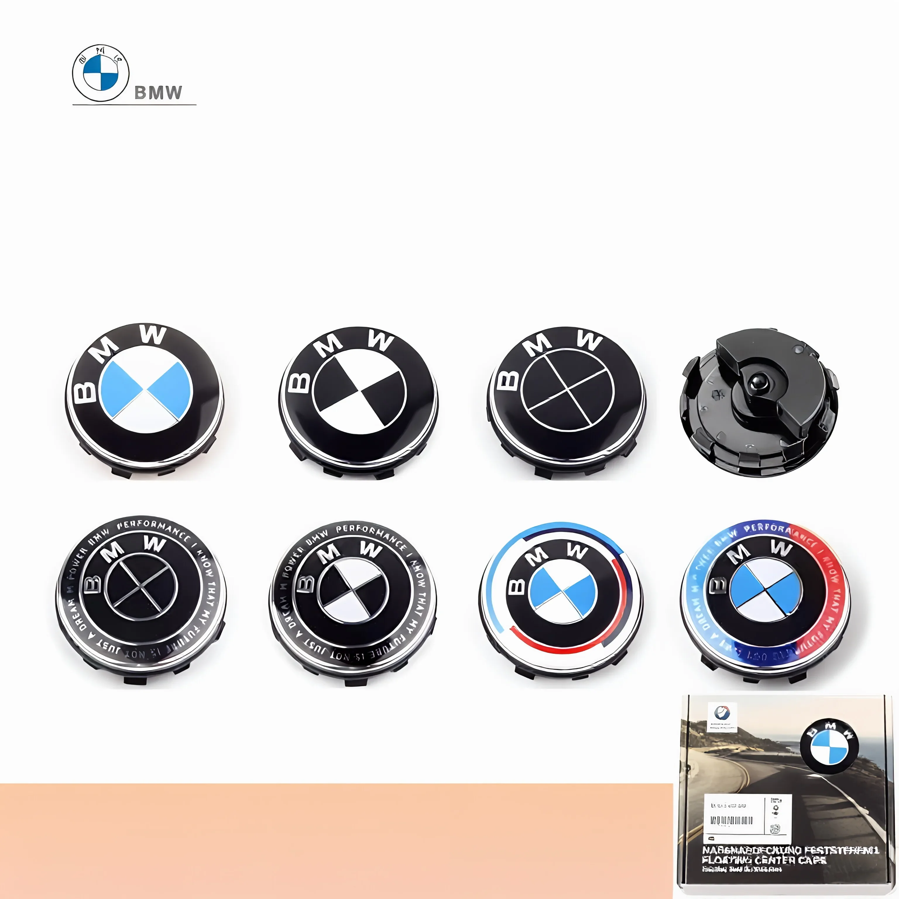 4개 56mm 68mm 자동차 50주년 기념 플로팅 휠 센터 캡 (G11 G12 G30 G31 G32 G08 G05 F46 F49 F39 F90 자동차 액세서리용)
