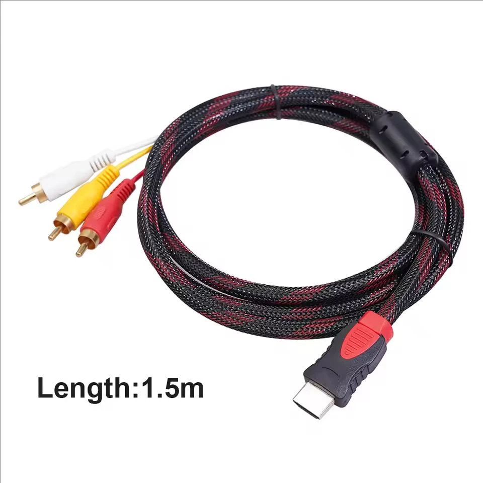 HDMI-compatible to 3RCA Cable 1.5M HDMI 1.4 to AV Cord HD Audio Video Wire