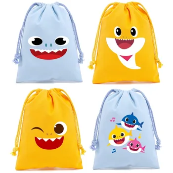 귀여운 아기 상어 애니메이션 드로스트링 백, 어린이 만화 프린트 드로우 스트링 백, 소녀 소년 패션, 귀여운 보관 파우치 선물