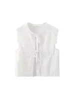 Women's Lace Embroidery Blouses, O Neck, Sleeveless, Front Tied, Female Shirts, Chic Tops, Fashion - Image 2