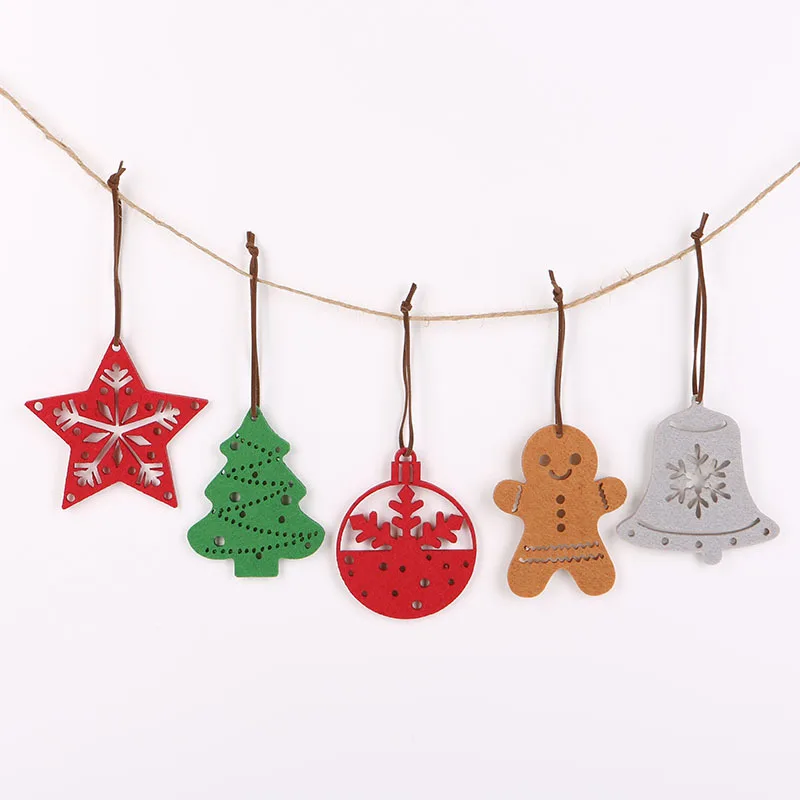 

2024 New Year Christmas Gingerbread Man Felt Pendants Xmas Tree Snowflake Xmas Hanging Pendants Merry Christmas Ornaments