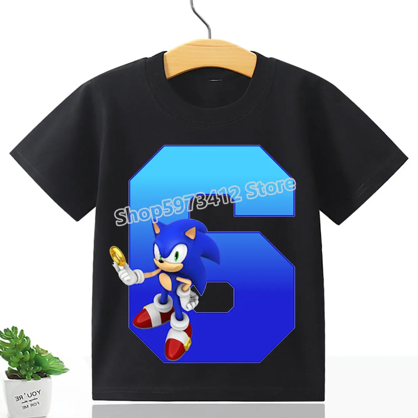 thumbnail image 1 of Camisetas de dibujos animados de Sonic The Hedgehogs para niños, camisetas con números del 1 al 9, camisetas estéticas para niños, camisetas de boutique para niños y niñas, camisetas de feliz cumpleañ, 1 of 5