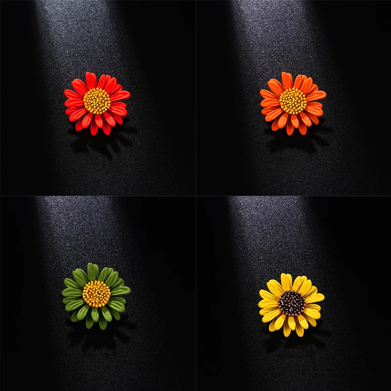 Enamel Flower Brooch Elegant Vintage Enamel Plant Flowers Daisy Brooch for Women and Men Collar Brooches Accessories Couple Jewelry Gifts