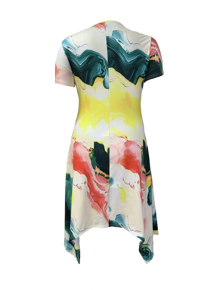 Wmstar Plus Size Dresses Women Tie Dye Short Sleeve Loose Stretch Elegant Summer Holiday Maxi Dress Wholesale Dropshipping 2025