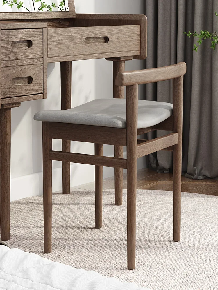 

Solid wood dressing chair, backrest stool, minimalist makeup chair, internet famous stool, household bedroom, desk stool, makeup