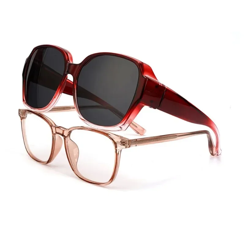 Fahrbrillen-Abdeckung, Sonnenbrille, passt über Brillen, umwickelnde Sonnenbrille, quadratische Farbtöne, UV400-Brille für Männer und Frauen – Detail 3