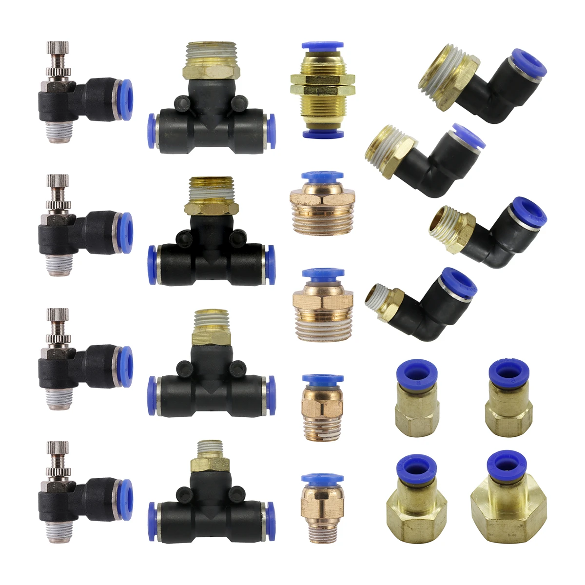 

8mm Interface Tee Elbow Straight Valve Quick Connectors 1/8" 1/4" 3/8" 1/2" Pipe Brass Home Kitchen Pneumatic Air Pipe Couplings