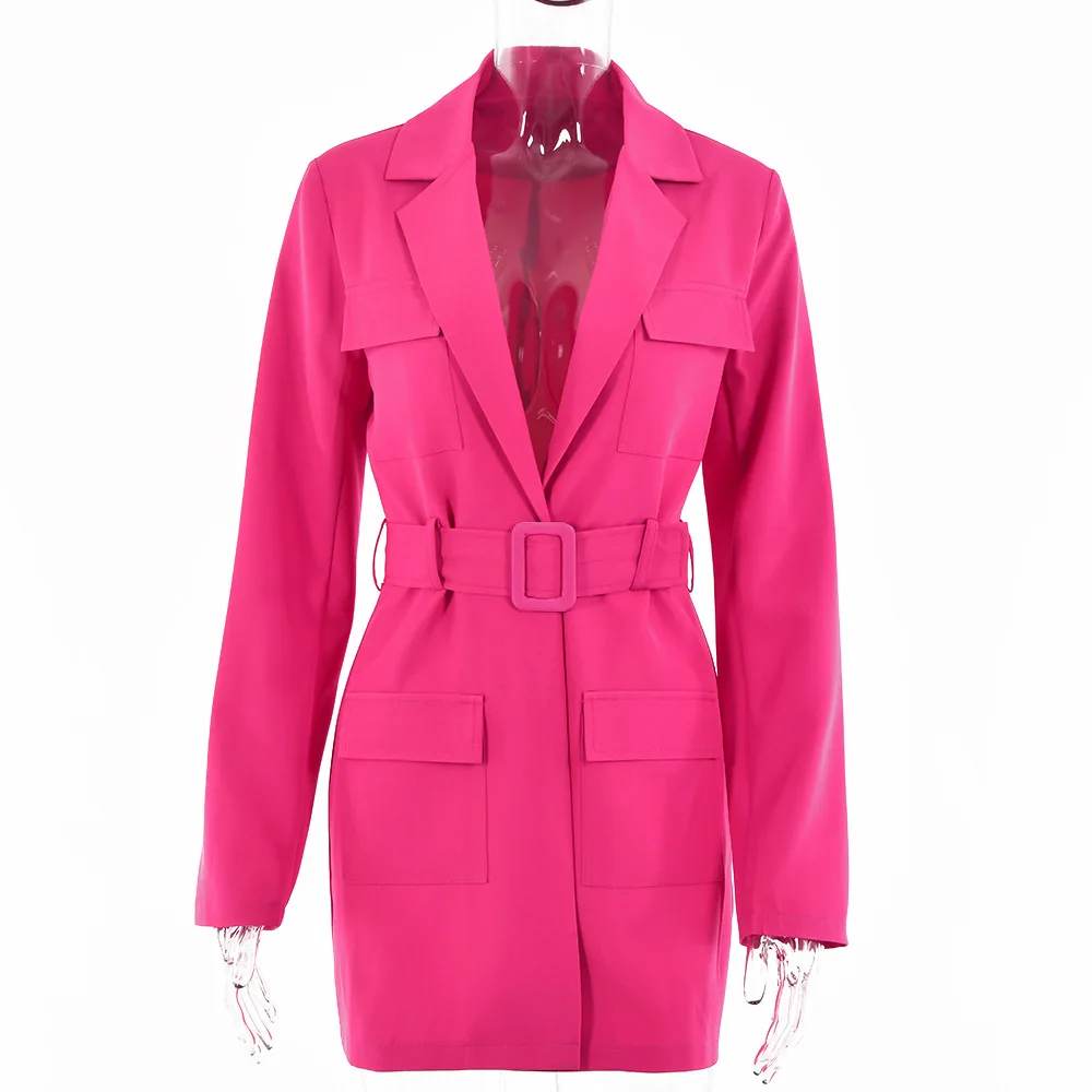 Free Belt Buttonless Solid Colors Slim Commute Blazer with Pocket Fashion 2024 Spring New Jacket Casual Office Blazers Women za