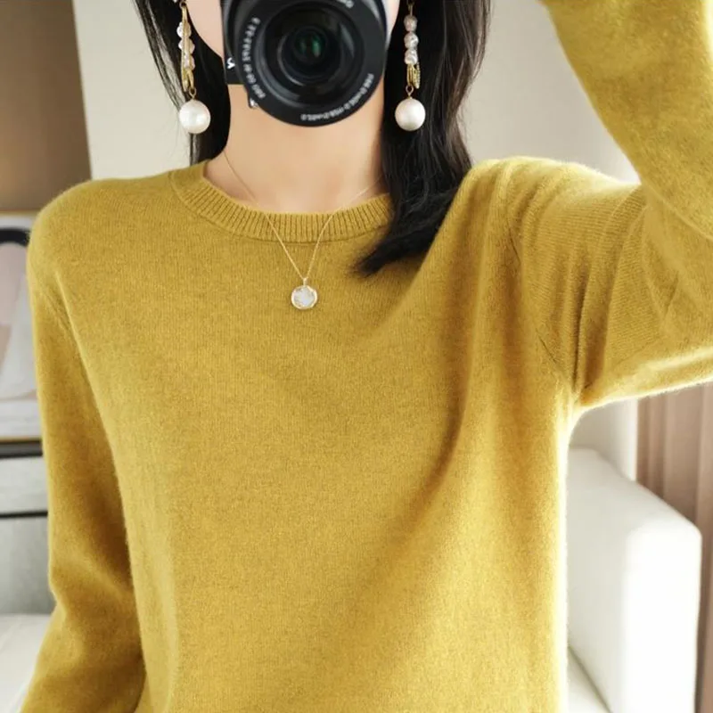 여성용 O넥 스웨터, 기본 풀오버, 따뜻한 캐주얼 풀오버, 한국 패션, 봄 니트웨어, 보터밍 셔츠, 2023, 가을, 겨울