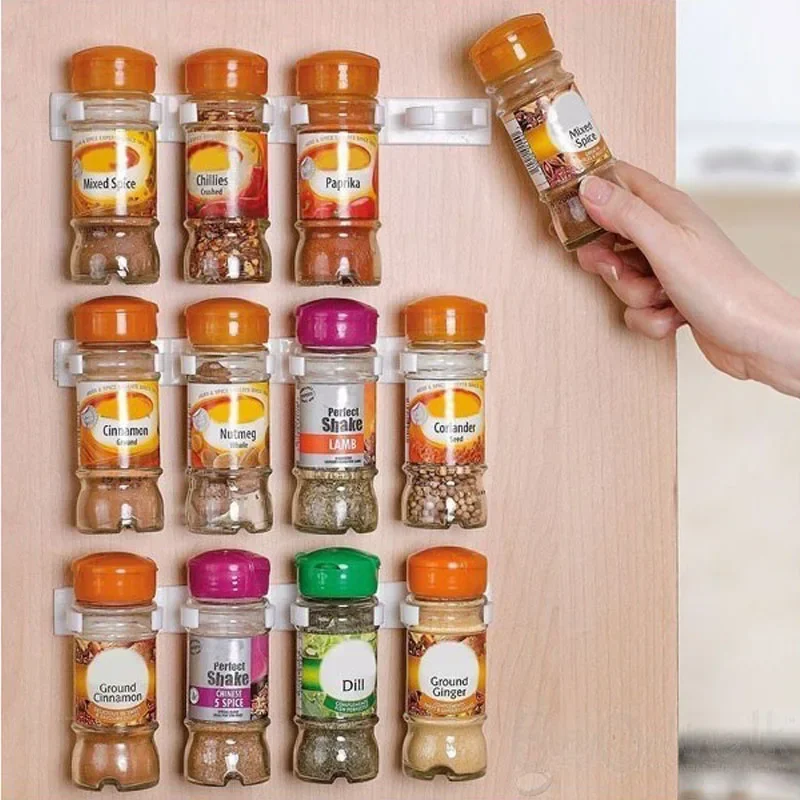 Kitchen Wall-Mounted Spice Bottle Organizer & Holder Set (2/4pcs)