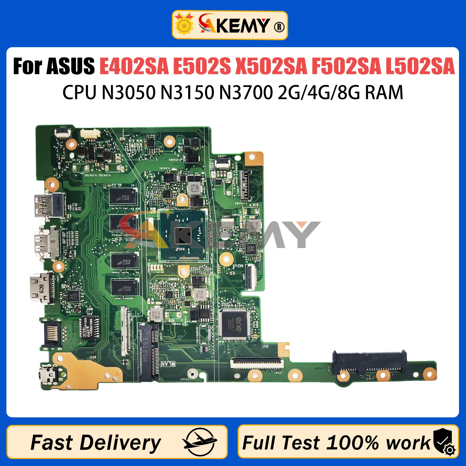 AKEMY E402SA E502SA Notebook Mainboard For ASUS E402S X502SA F502SA L502SA Laptop Motherboard N3050 N3150 N3700 2G/4G/8G-RAM