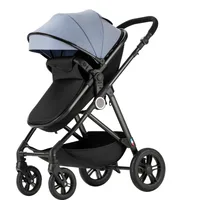 High-view Four-wheel Baby Stroller Can Sit, Lie, and Fold Two-way Stable Lightweight Folding Stroller