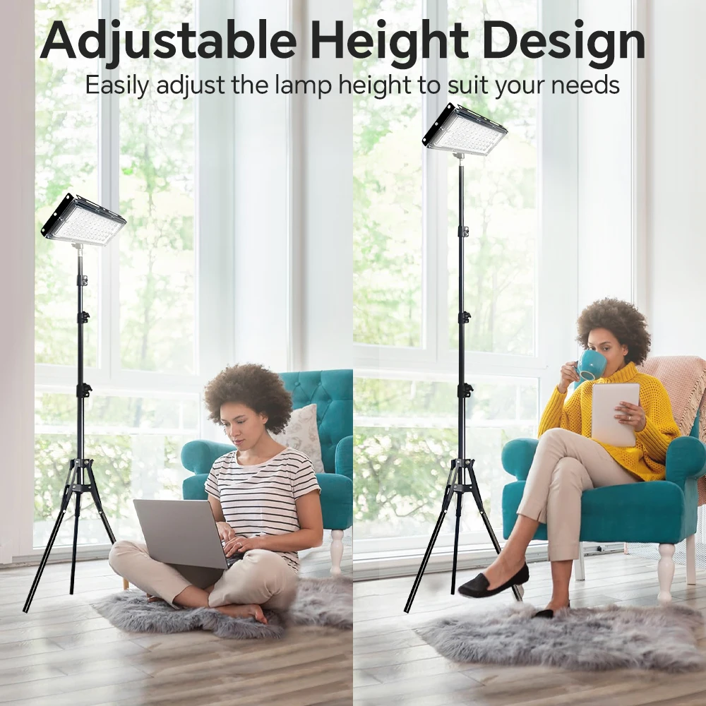 Floor Lamp Outdoor with Timer, Adjustable Color Temperature & Brightness, LED Stanging Work Light for Living Room Garden Camping