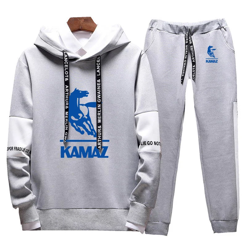 2023 Kamaz men's new fashion sportswear tricolor hooded casual coat+pants comfortable popular sweatshirt Harajuku suit