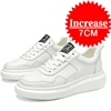 Luxury Leather Elevator Shoes Men's Sneakers Height Increasing Shoes Invisible 7CM Heighten Sports Shoes Taller Lift White Shoes 1