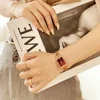2024 New Women Watches Fashion Square Ladies Quartz Watch Magnetic Strap Green Dial Simple Rose Gold Mesh Luxury Women Watches 5