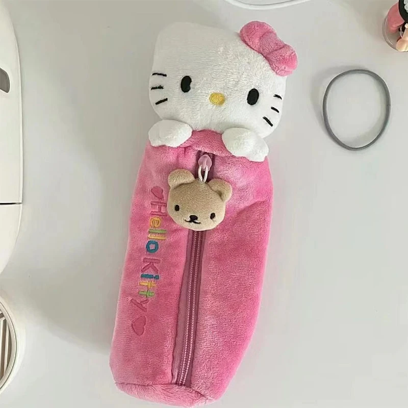 

Милый мультяшный плюшевый чехол Hello Kitty для канцелярских принадлежностей для студентов, большая емкость, Многофункциональный Детский подарок