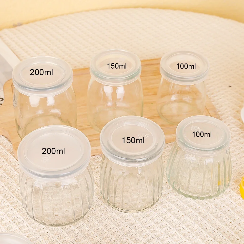 Mini Pudding Jars Cute Wishing Glass Bottle Storage Cups with Lid High Temperature Resistant Homemade Jam Jar Yogurt Container 6