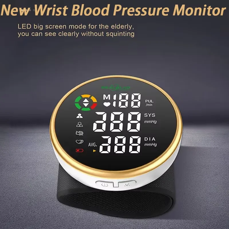 New Wrist Blood Pressure Monitor Intelligent Voice HeartRate Blood Pressure Monitor LED Digital Screen Rechargeable Home Medical