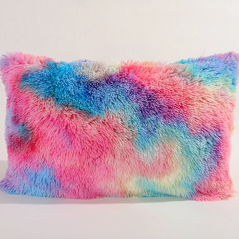 Tie Dye Plush Pillowcase Double Headboard Cushion Crystal Velvet Sofa Pillow