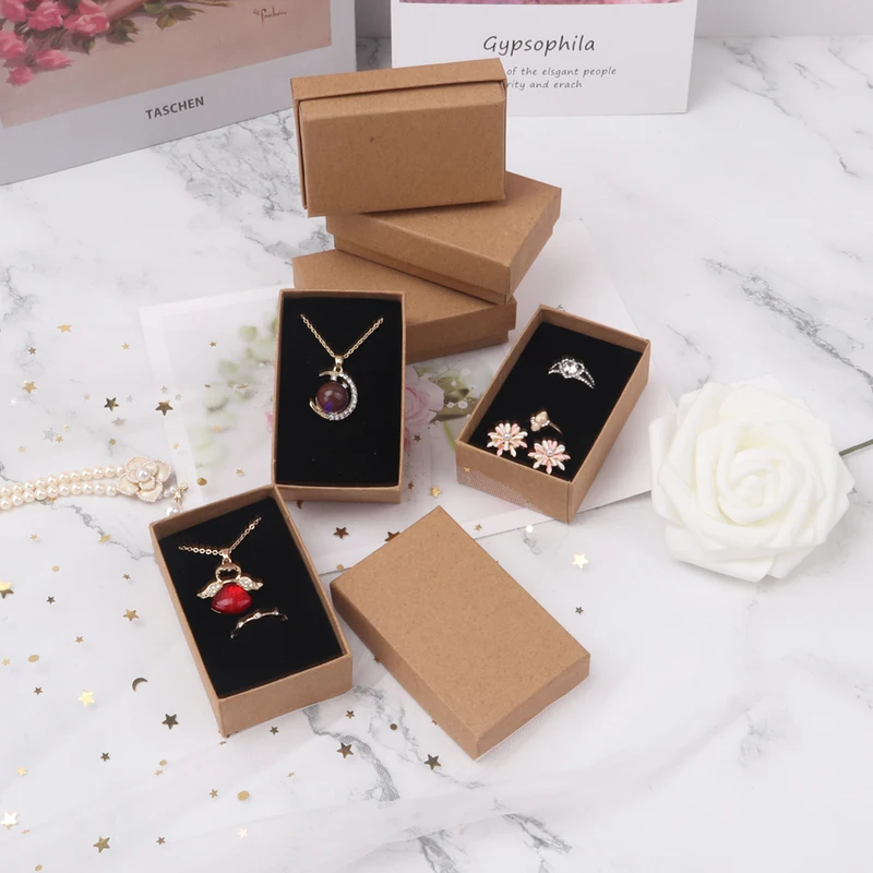 

VHT 12Pcs 5cm*8cm Square Cardboard Jewelry Box Necklace Earrings Ring Display Packaging Gift Box Wholesale