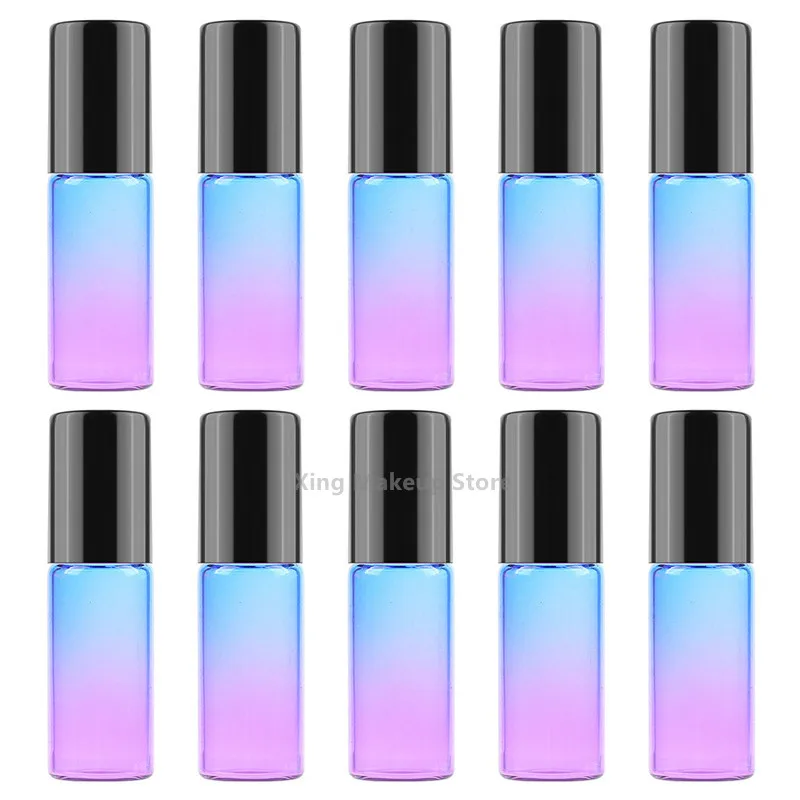 

New 100/200PCS 5ML Gradient Glass Perfume Bottle Thin Glass Roll on Bottle Sample Test Essential Oil Vials With Roller Ball 3#