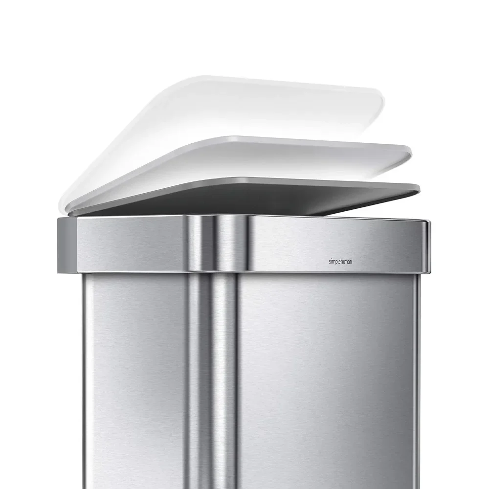 45 Liter / 12 Gallon Liter Rectangular Hands-Free Kitchen Step Trash Can with Soft-Close Lid, Brushed Stainless Steel