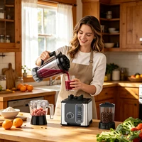 Blender 3 en 1, 4L, 1000W, robot culinaire, mixeur pour smoothies, hachoir à viande, moulin à café et à épices, appareil de cuisine 8