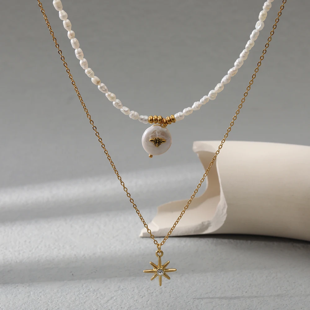 FashionNaturalFreshwaterPearlWaterproofandFadeResistant18KReal