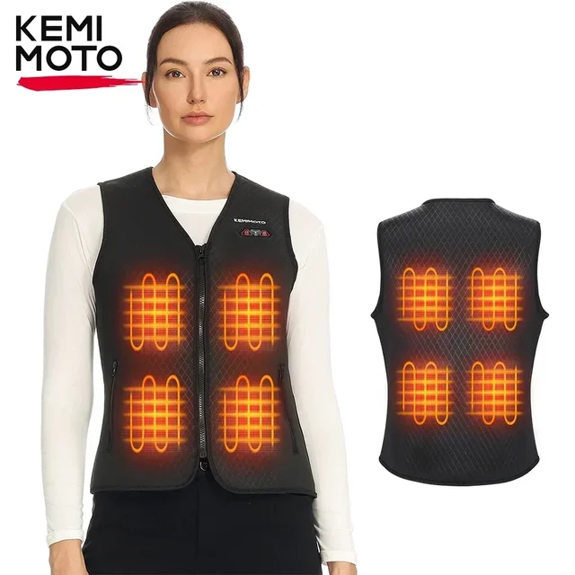 KEMIMOTO Heated Vest Women 8 Heating Areas Winter Warm USB Electric Heating Lady's Jacket Adjustable for Outdoor Ski Cycling