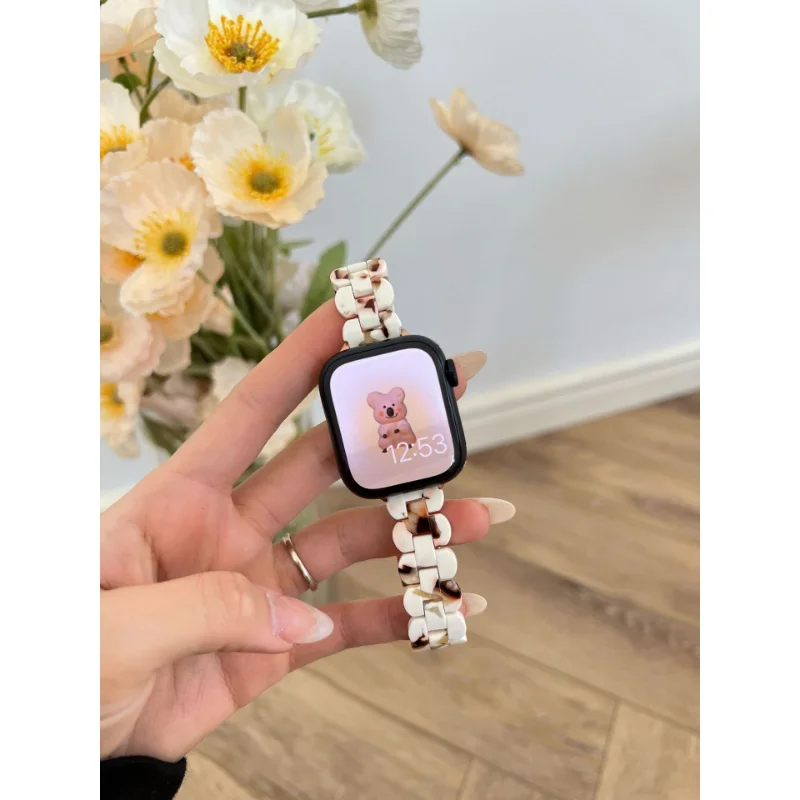 애플 워치 밴드용 수지 팔찌, 아이워치 시리즈 8 울트라 7 SE 교체용, 44mm, 40mm, 45mm, 41mm, 38mm, 42mm