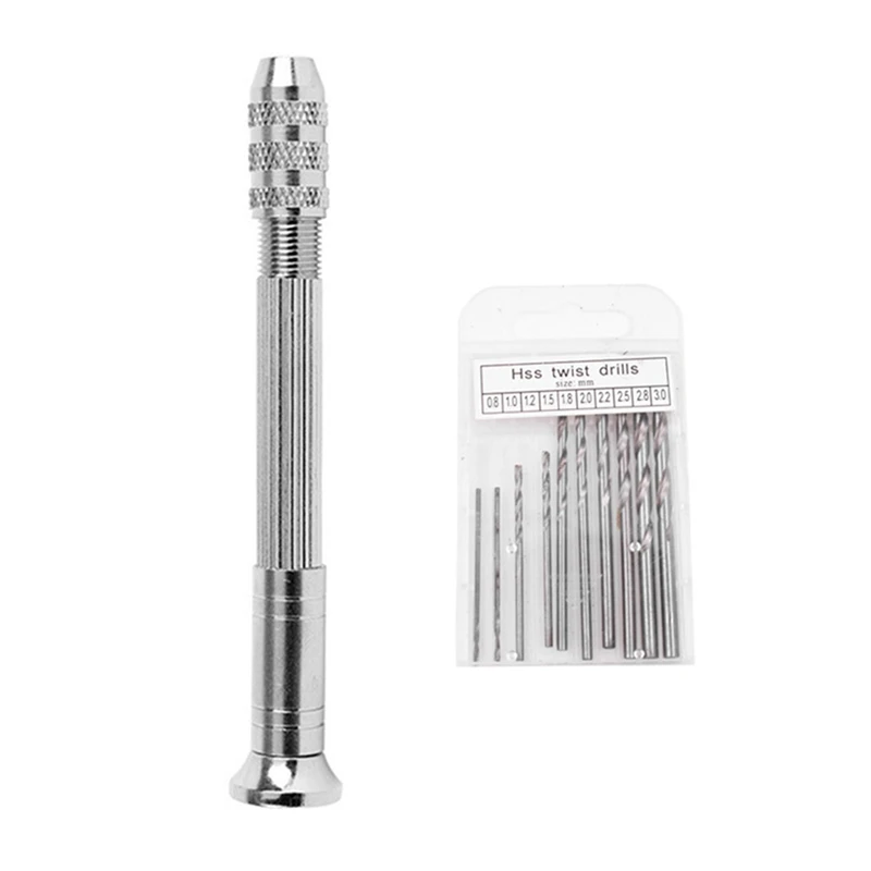 

Silver Hand Twist Drill Woodworking Hand Punch Tool 0.8-3.0Mm Four-Headed Steel Handle Hardware Clock Maintenance Easy To Use