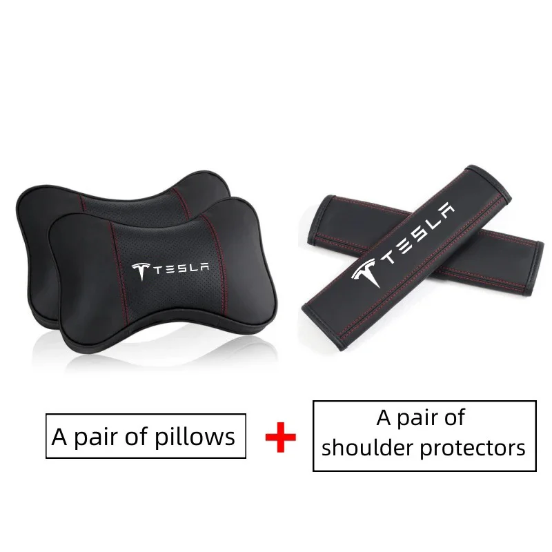 Car Seat Belt Shoulder Pads Headrest Neck Pillow for Tesla Models