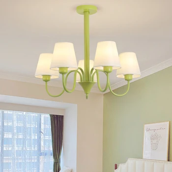 Lampada a Sospensione per Soggiorno in Stile Francese Crema, Moderna Lampada da Pranzo di Lusso, Lampadario in Tessuto per Camera da Letto con Protezione per gli Occhi