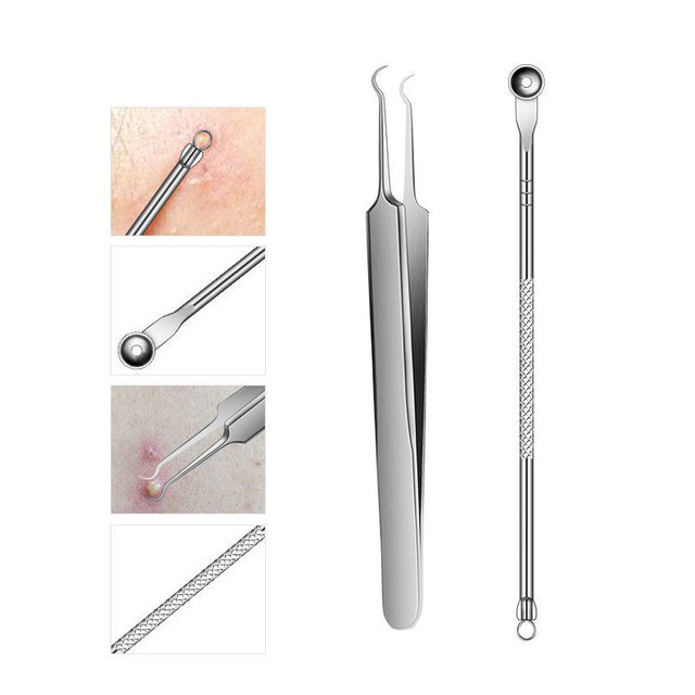 Acne Needle Tweezers Face Care Blackhead And Pimple Remover Comedone Acne Extractor Point Clean Black Head Remover Tool